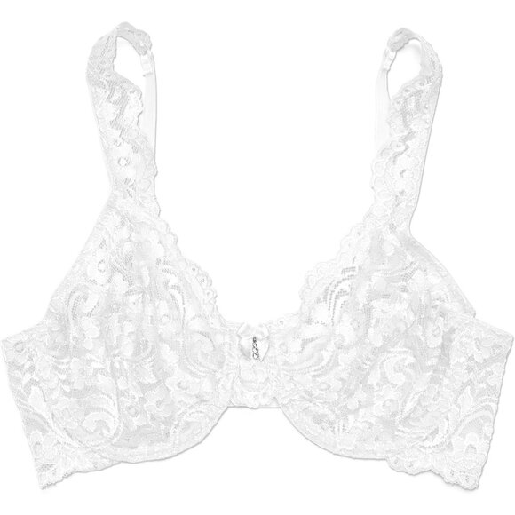 Luxurious 38C Women's Unlined Underwire Bra in White - Signature Lace Design - Picture 3 of 6
